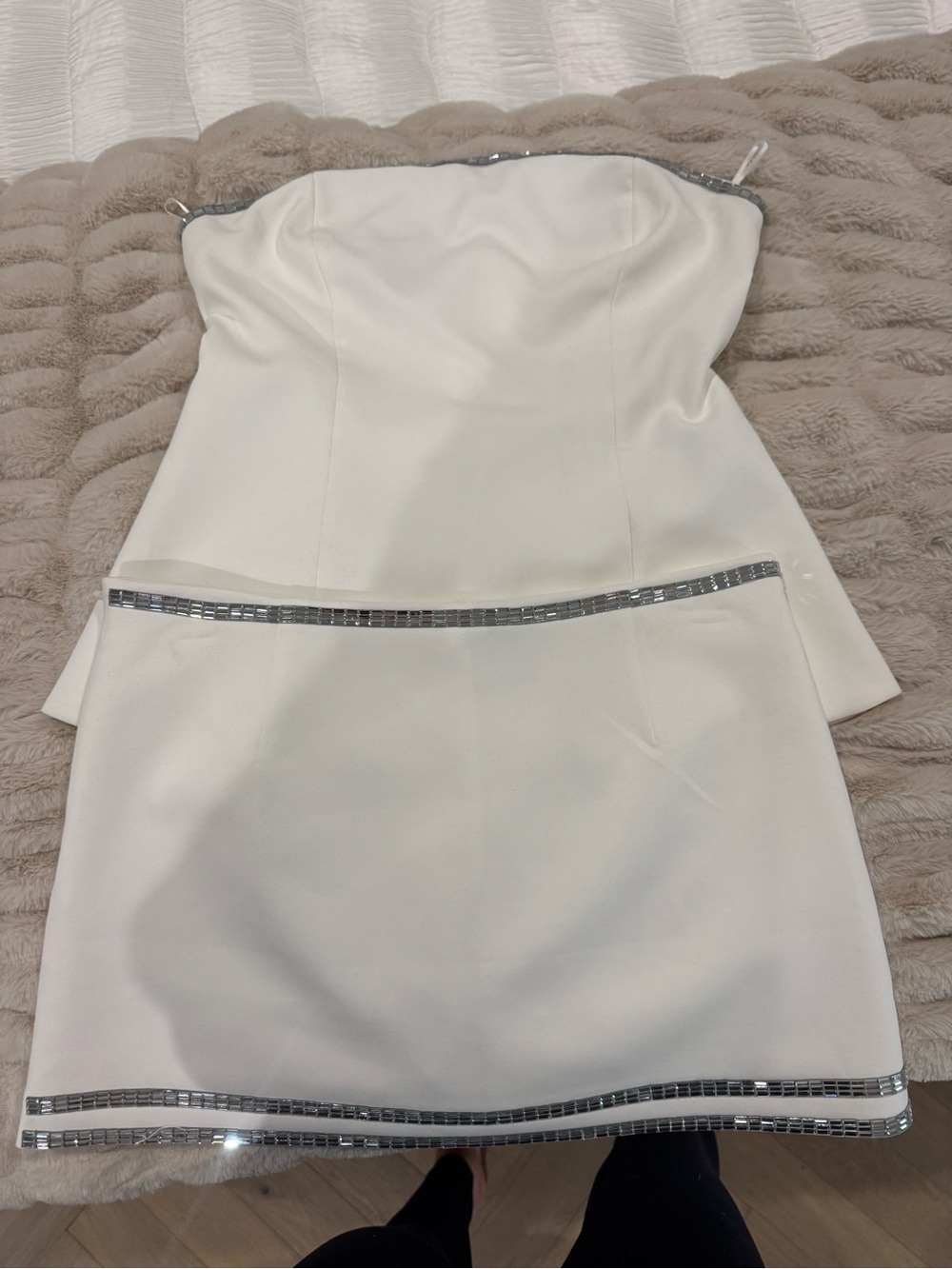 Zara Strapless Jewel Top and Skort White NWT